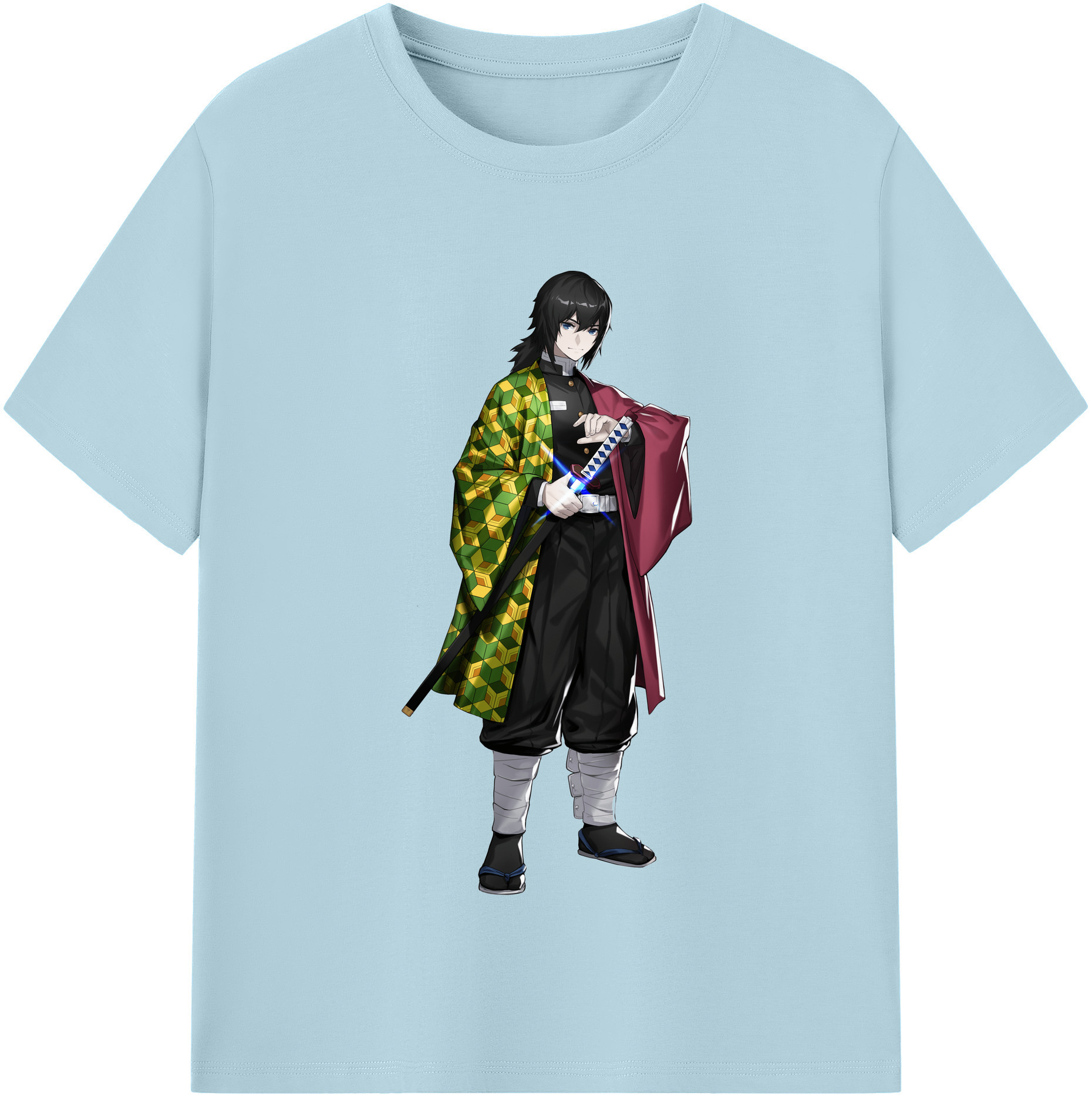 （画像用） 鬼滅の刃（きめつのやいば）水柱-冨岡 義勇／とみおか ぎゆう Tomioka Giyuu 綿100％半袖Tシャツ（フロントプリント）